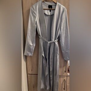 metallic trench jacket in silver